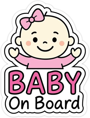 | ملصق Baby On Board للسيارات - مقاس 7 × 5.3 بوصة - لاصق قوي، متين، مقاوم للبهتان، مقاوم للطقس للأطفال في السيارة للعائلات in Kuwait