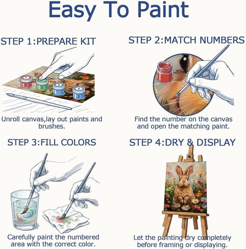 AuraDraw Rabbit Paint by Numbers for Adults - Bunny Adults Paint by Numbers Kits, DIY Acrylic Paint by Number on Canvas, Painting Art Kits for Home Decor 16x20 Inch (Without Frame) in Saudi Arabia