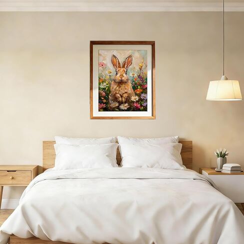 AuraDraw Rabbit Paint by Numbers for Adults - Bunny Adults Paint by Numbers Kits, DIY Acrylic Paint by Number on Canvas, Painting Art Kits for Home Decor 16x20 Inch (Without Frame) in Saudi Arabia