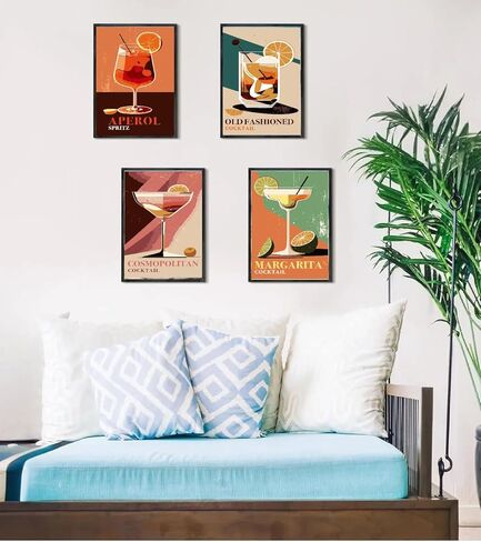 Peeua 4 Pack Paint by Numbers Kits for Adults Beginners, Cocktail Adult Paint by Number Kit on Canvas, Vintage Retro Cocktail DIY Acrylic Oil Painting for Gift Home Decor (8x12 inch) in Saudi Arabia