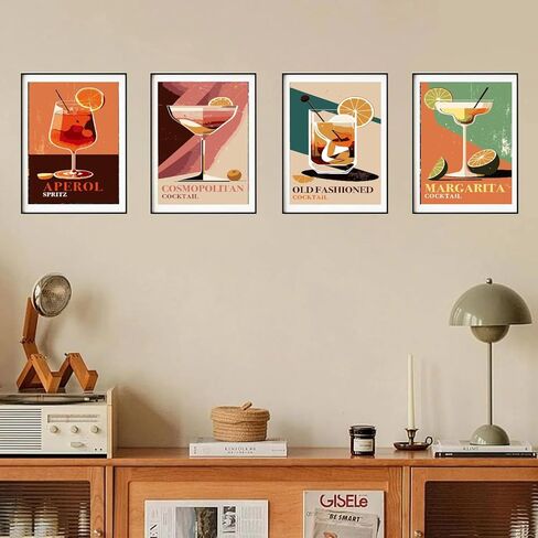 Peeua 4 Pack Paint by Numbers Kits for Adults Beginners, Cocktail Adult Paint by Number Kit on Canvas, Vintage Retro Cocktail DIY Acrylic Oil Painting for Gift Home Decor (8x12 inch) in Saudi Arabia