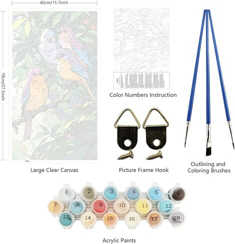 ARTGOTO Large Paint by Numbers Kits for Adults,15.7x27.5inch/40x70cm Painting by Numbers for Adults Birds A,Paint by Numbers Canvas Kits for Home Room Wall Decor (Without Frame) in Saudi Arabia