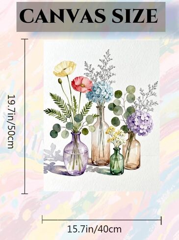 ACANDYL Flower DIY Paint by Numbers Kit for Adults Beginner Flowers Paint by Number for Adults Canvas Painting by Number Acrylic Oil Painting on Canvas Arts Craft Home Bedroom Decor 16x20 Inch in Saudi Arabia