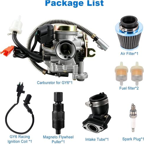 GY6 50cc 49cc Carburetor for 4 Stroke Taotao Kymco Moped Scooter ATV Go Karts Quads 139QMB 139QMA PD18J Engines with Racing Ignition Coil Magneto Flywheel Puller in Saudi Arabia
