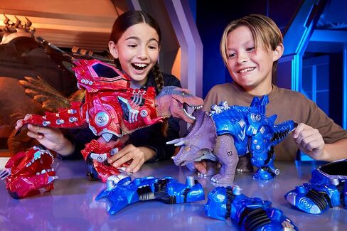 Armor-Up T-Rex Dinosaur Ajax Toy Figure with 7 Removable Armor Pieces, Tail-Triggered Chomp, Pilot Pod Compatible, 8.7" Hx17.9 L, Kids, Boys, Girls, Ages 6+ in Saudi Arabia
