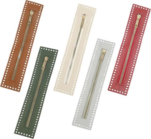 YUYUDEHM 5 Pcs PU Leather Zippers for Sewing, 10.6 Inch Crochet Zipper with Holes, Sewing Zippers for Bags and Purses (Dark) in Saudi Arabia