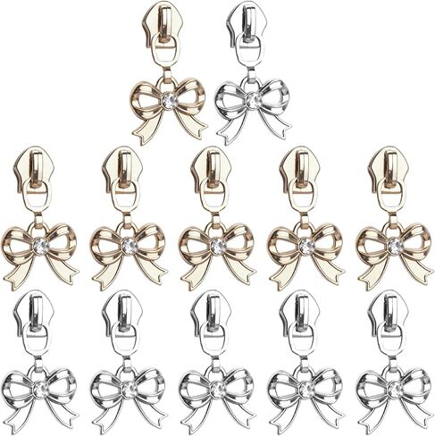 KINCHYGO, 12 Pack #5 Metal Bowknot Zipper Pulls Zipper Head Replacement for Jacket Coat Backpack in Saudi Arabia
