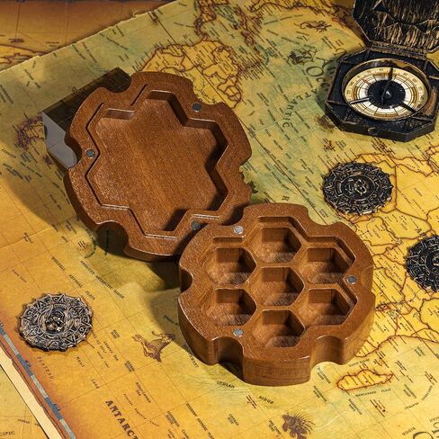 صندوق النرد الخشبي Cusdie Sapele لمجموعة النرد المكونة من 7 قطع - إغلاق مغناطيسي، حجم مثالي للاستخدام بيد واحدة، مثالي للاعبين على الطاولة in Kuwait