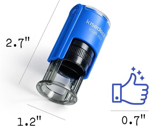 Self-Inking Thumbs Up & Smiley Face Stamp (18mm) - Blue Pre-Inked Rubber Stamp for Teacher Grading, Customer Service Gratitude, Office Appreciation & Service with a Smile - Refillable (Blue Ink) in Saudi Arabia