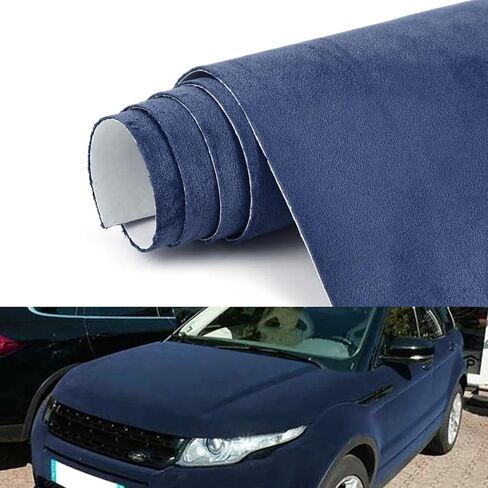 XhuangTech Blue Suede Fabric Wrap, 12"x60" Premium Suede Wrap for Car Interior & Exterior, Self-Adhesive Microfiber & Synthetic Leather, DIY Elastic Stretchable Interior Film for Car and Home Decor in Kuwait