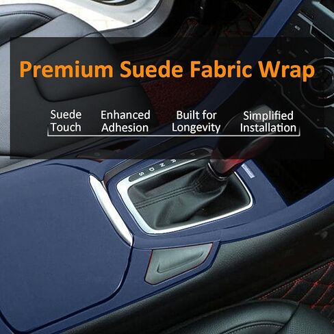 XhuangTech Blue Suede Fabric Wrap, 12"x60" Premium Suede Wrap for Car Interior & Exterior, Self-Adhesive Microfiber & Synthetic Leather, DIY Elastic Stretchable Interior Film for Car and Home Decor in Kuwait