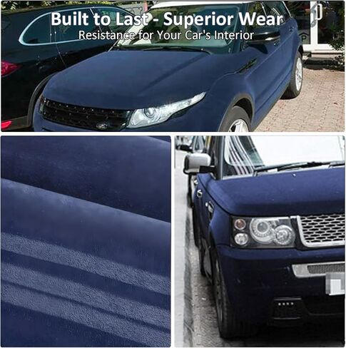 XhuangTech Blue Suede Fabric Wrap, 12"x60" Premium Suede Wrap for Car Interior & Exterior, Self-Adhesive Microfiber & Synthetic Leather, DIY Elastic Stretchable Interior Film for Car and Home Decor in Kuwait