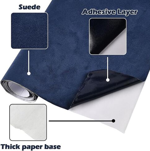 XhuangTech Blue Suede Fabric Wrap, 12"x60" Premium Suede Wrap for Car Interior & Exterior, Self-Adhesive Microfiber & Synthetic Leather, DIY Elastic Stretchable Interior Film for Car and Home Decor in Kuwait