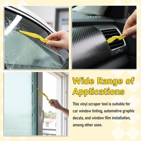 6 قطع أداة ممسحة تظليل نافذة السيارة، ممسحة مطاطية من الفينيل مع مقبض طويل، ممسحة زاوية صفراء مع شفة مسطحة لتركيب غشاء تظليل النوافذ وتطبيق تغليف الفينيل in Kuwait