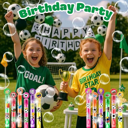 24PCS Soccer Party Favors for Kids, Mini Bubble Wands, Soccer Birthday Party Supplies, Goody Bag Stuffers, Piñata Fillers, Classroom Rewards, Pre-Filled Toys in Saudi Arabia