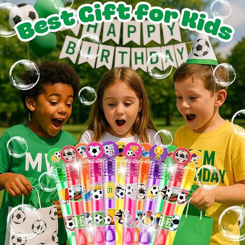 24PCS Soccer Party Favors for Kids, Mini Bubble Wands, Soccer Birthday Party Supplies, Goody Bag Stuffers, Piñata Fillers, Classroom Rewards, Pre-Filled Toys in Saudi Arabia
