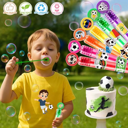 24PCS Soccer Party Favors for Kids, Mini Bubble Wands, Soccer Birthday Party Supplies, Goody Bag Stuffers, Piñata Fillers, Classroom Rewards, Pre-Filled Toys in Saudi Arabia