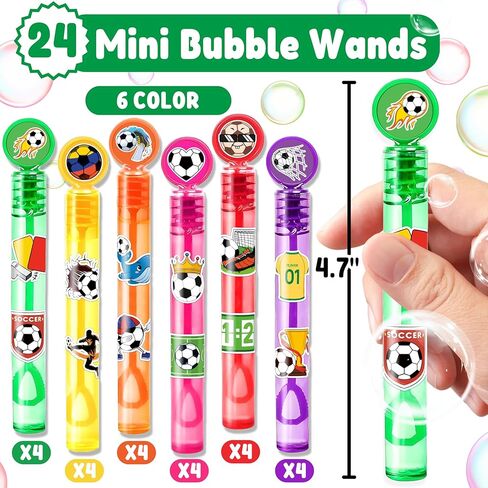 24PCS Soccer Party Favors for Kids, Mini Bubble Wands, Soccer Birthday Party Supplies, Goody Bag Stuffers, Piñata Fillers, Classroom Rewards, Pre-Filled Toys in Saudi Arabia