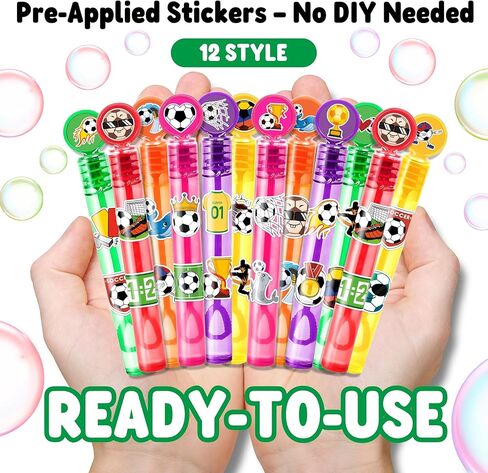 24PCS Soccer Party Favors for Kids, Mini Bubble Wands, Soccer Birthday Party Supplies, Goody Bag Stuffers, Piñata Fillers, Classroom Rewards, Pre-Filled Toys in Saudi Arabia