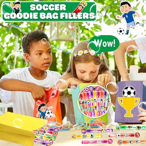 24PCS Soccer Party Favors for Kids, Mini Bubble Wands, Soccer Birthday Party Supplies, Goody Bag Stuffers, Piñata Fillers, Classroom Rewards, Pre-Filled Toys in Saudi Arabia