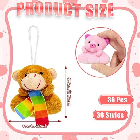 Xanllaxa 36 Pcs Mini Plush Animals Toys,Cute Stuffed Animals Plush Set for Kids,Goodie Bag Fillers,Basket Stuffers,School Prizes,Valentine's Day Party Supplies in Saudi Arabia