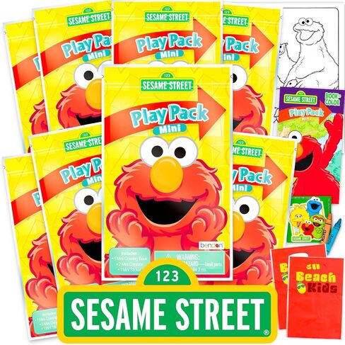 مجموعة هدايا الحفلات الصغيرة إلمو المكونة من 8 قطع من Sesame Street - حزمة تحتوي على 8 عبوات لعب مع كتب تلوين صغيرة وملصقات وحقائب هدايا إلمو لتزيين لوازم حفلات أعياد الميلاد in Kuwait
