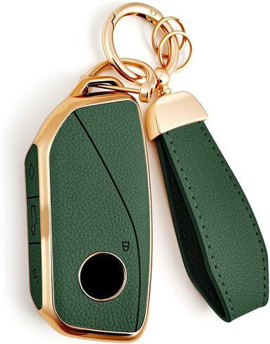 Soft TPU & Leather Key Fob Cover, Compatible with BMW X1 X2 X3 X5 X6 X7 XM 2023~2026 etc, Car Key Protector with Keychain, Black in Saudi Arabia