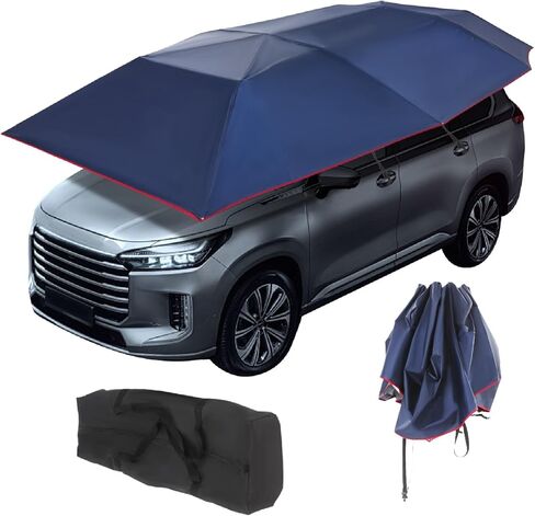 13.78 × 7.2FT Semi-Automatic Car Umbrella for Roof, Foldable Protection Carport with Bracket, Universal Suction Cup Car Canopy Cover, Full Car Awning Cover for Cars with Sunroofs(Navy Blue) in Saudi Arabia
