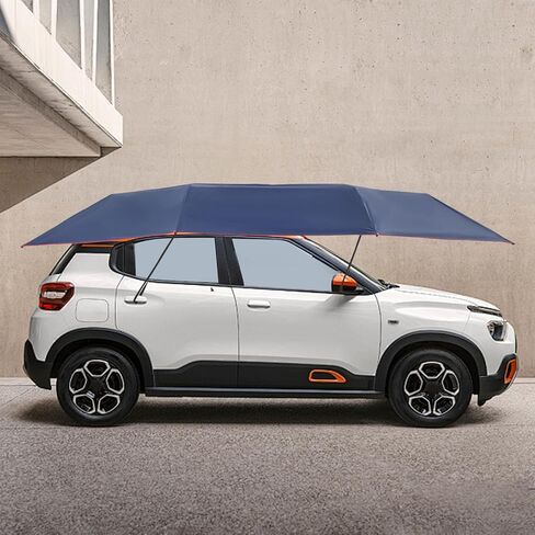 13.78 × 7.2FT Semi-Automatic Car Umbrella for Roof, Foldable Protection Carport with Bracket, Universal Suction Cup Car Canopy Cover, Full Car Awning Cover for Cars with Sunroofs(Navy Blue) in Saudi Arabia