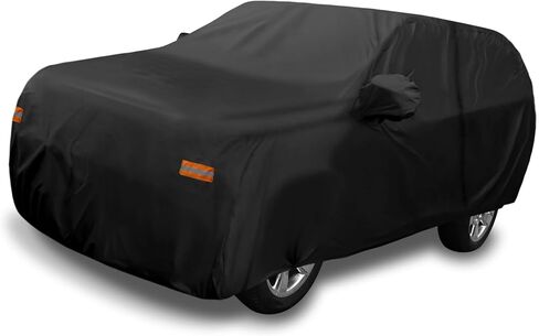غطاء سيارة SUV لسيارة شيفروليه تاهو 4 أبواب 2007-2024 خارجي مقاوم للماء والشمس والأمطار والرياح والثلج حماية 190T PU مع سحاب باب السائق قطع غيار السيارات السوداء in Kuwait