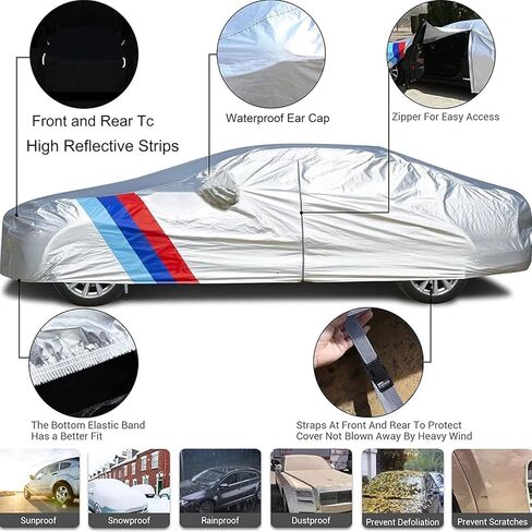 Car Cover Waterproof for BMW M8/ M8 Competition Coupe Convertible (2019-2023), Outdoor Car Covers Waterproof Breathable Large Car Cover with Zipper, Custom Full Car Cover Scratchproof Sun-Resistant ( in Kuwait
