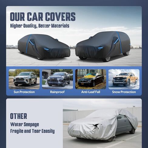 غطاء سيارة Kayme SUV مناسب خصيصًا لسيارة VW Volkswagen Tiguan Allspace، BMW X1، Kia Sportage مقاوم للرياح ومقاوم للماء بنسبة 100%. غطاء خارجي كامل لجميع الأحوال الجوية واقي من الشمس المطر مع سحاب ومنشفة. in Kuwait
