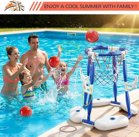 2 in 1 Pool Basketball Hoop, Pool Toys Swimming Pool Games for Kids Adults Family Party Birthday Games Toys in Kuwait