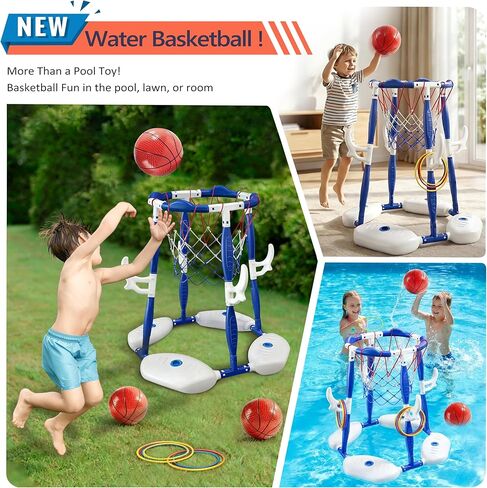 2 in 1 Pool Basketball Hoop, Pool Toys Swimming Pool Games for Kids Adults Family Party Birthday Games Toys in Kuwait