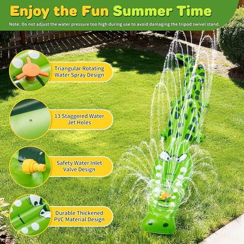 Water Sprinkler for Kids, 99"×15" Extra Large Crocodile Inflatable Kids Sprinkler, Durable Sprinkler Splash Pad for Ages 3 4 5 6 7 8 9, Outdoor Water Play Sprinklers for Boys, Girls and Dogs in Saudi Arabia