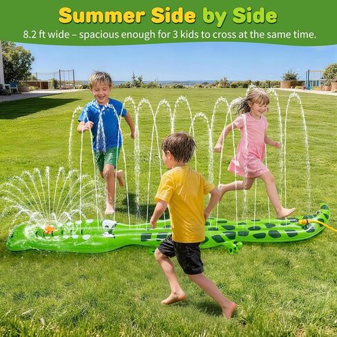 Water Sprinkler for Kids, 99"×15" Extra Large Crocodile Inflatable Kids Sprinkler, Durable Sprinkler Splash Pad for Ages 3 4 5 6 7 8 9, Outdoor Water Play Sprinklers for Boys, Girls and Dogs in Saudi Arabia