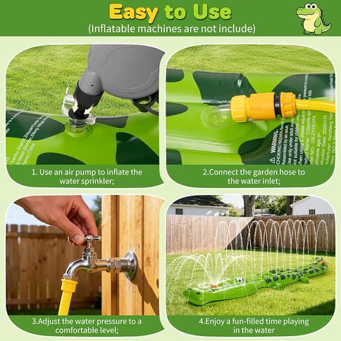 Water Sprinkler for Kids, 99"×15" Extra Large Crocodile Inflatable Kids Sprinkler, Durable Sprinkler Splash Pad for Ages 3 4 5 6 7 8 9, Outdoor Water Play Sprinklers for Boys, Girls and Dogs in Saudi Arabia