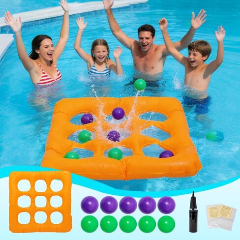 Pool Toys, Pool Tic Tac Toe Game with 10 Balls Outdoor Summer Swimming Pool Party, Beach Toys, Reusable Water Balloons Tic Tac Toe Game, for Teens Adults 2-10 Players in Saudi Arabia