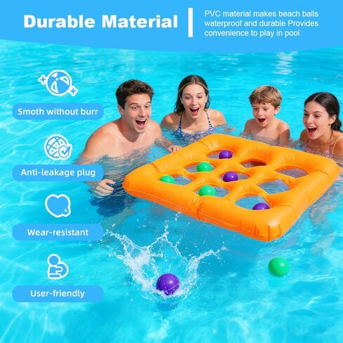 Pool Toys, Pool Tic Tac Toe Game with 10 Balls Outdoor Summer Swimming Pool Party, Beach Toys, Reusable Water Balloons Tic Tac Toe Game, for Teens Adults 2-10 Players in Saudi Arabia