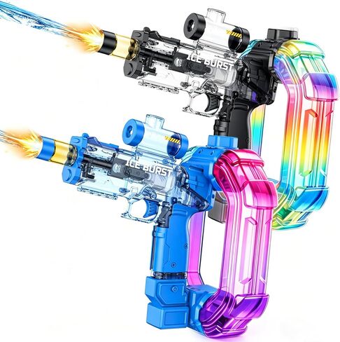 2Pcs Electric Water Gun, Automatic Water Squirt Gun for Adults Kids with LED Light Up, 30 FT Long Range, 750CC High Capacity, Powerful Water Squirt Guns Watergun for Summer Outdoor Pool Toys Gifts in Saudi Arabia