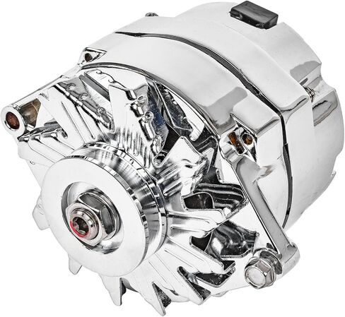 JEGS 1-Wire GM Alternator | 140 Amps Output | Made In USA | Chrome Finish | Includes Single Groove V-Belt Pulley, And Turbo Fan | Internal Regulator | 12 Volt | GM 12si in Kuwait