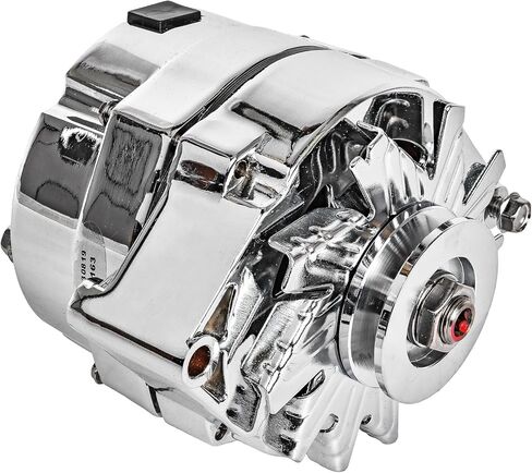 JEGS 1-Wire GM Alternator | 140 Amps Output | Made In USA | Chrome Finish | Includes Single Groove V-Belt Pulley, And Turbo Fan | Internal Regulator | 12 Volt | GM 12si in Kuwait