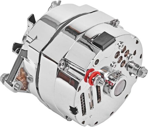 JEGS 1-Wire GM Alternator | 140 Amps Output | Made In USA | Chrome Finish | Includes Single Groove V-Belt Pulley, And Turbo Fan | Internal Regulator | 12 Volt | GM 12si in Kuwait
