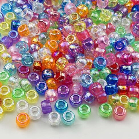 300pcs Pony Beads AB Colors Acrylic Big Hole Beads for Bracelets Hair Braids Crafts DIY Jewelry Making Projects(Mix Colors) in Saudi Arabia