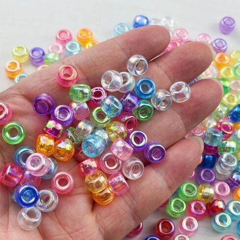 300pcs Pony Beads AB Colors Acrylic Big Hole Beads for Bracelets Hair Braids Crafts DIY Jewelry Making Projects(Mix Colors) in Saudi Arabia