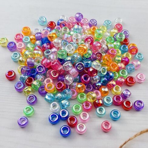 300pcs Pony Beads AB Colors Acrylic Big Hole Beads for Bracelets Hair Braids Crafts DIY Jewelry Making Projects(Mix Colors) in Saudi Arabia