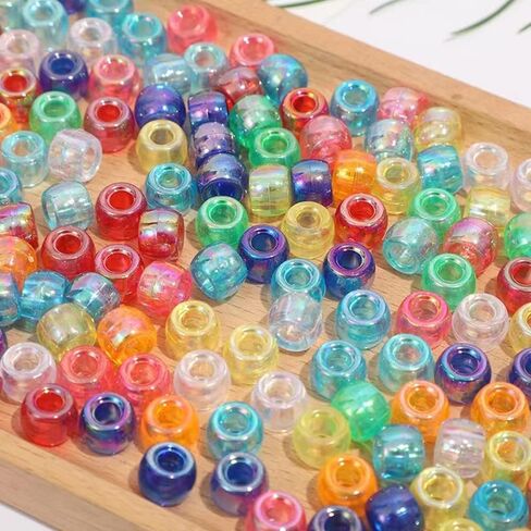 300pcs Pony Beads AB Colors Acrylic Big Hole Beads for Bracelets Hair Braids Crafts DIY Jewelry Making Projects(Mix Colors) in Saudi Arabia