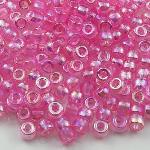 300pcs Pony Beads AB Colors Acrylic Big Hole Beads for Bracelets Hair Braids Crafts DIY Jewelry Making Projects(Mix Colors) in Saudi Arabia