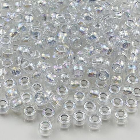 300pcs Pony Beads AB Colors Acrylic Big Hole Beads for Bracelets Hair Braids Crafts DIY Jewelry Making Projects(Mix Colors) in Saudi Arabia