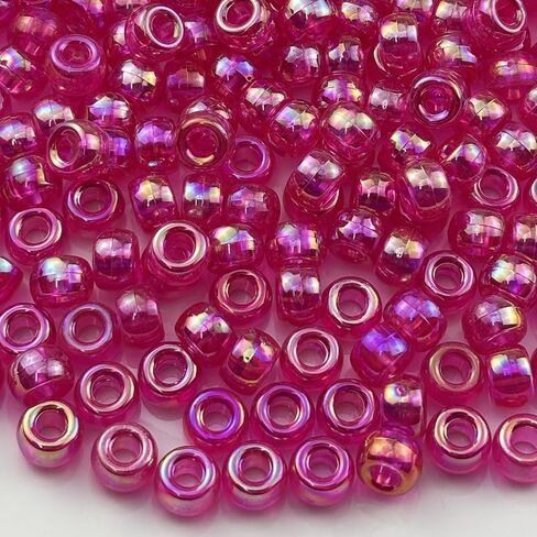 300pcs Pony Beads AB Colors Acrylic Big Hole Beads for Bracelets Hair Braids Crafts DIY Jewelry Making Projects(Mix Colors) in Saudi Arabia